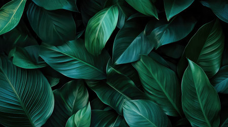 A rich collection of lush green leaves showcasing various textures and shades, ideal for nature-inspired themes and wellness promotions in design projects.の素材