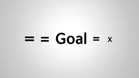 A minimalist graphic featuring the word "Goal" surrounded by equal signs and a variable symbol "x," representing achievement and ambition in a modern design.の素材