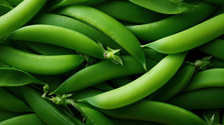 Experience the vibrant beauty of fresh green peas, showcasing their bright color and smooth texture. Perfect for healthy meals, these peas embody nature's freshness and are ideal for culinary creations.の素材