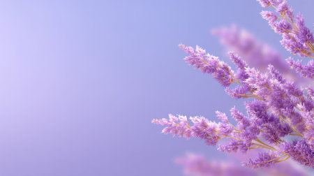 A close-up view of delicate lavender blooms with a soft gradient background. This image captures the essence of tranquility, ideal for decor or design inspirations.の素材