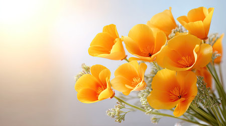 A stunning bouquet of vibrant yellow flowers showcases delicate petals against a softly blurred background, evoking warmth and joy in any setting.の素材