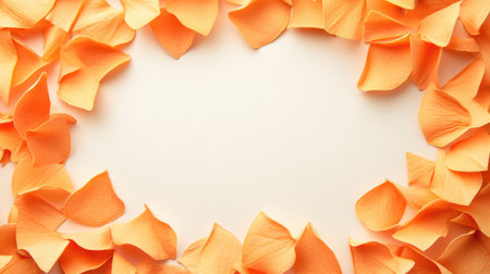 A top-down view of tomato-flavored tortilla chips scattered across a clean surface, leaving ample room for text or graphicsの素材