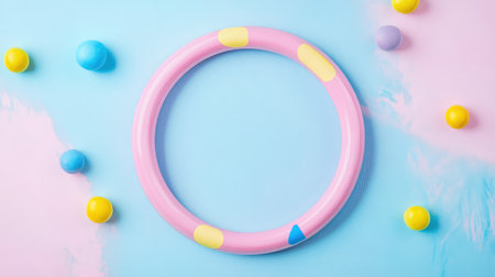 Mixed berry flat lay on a soft pastel backdrop with generous empty zone in the middleの素材