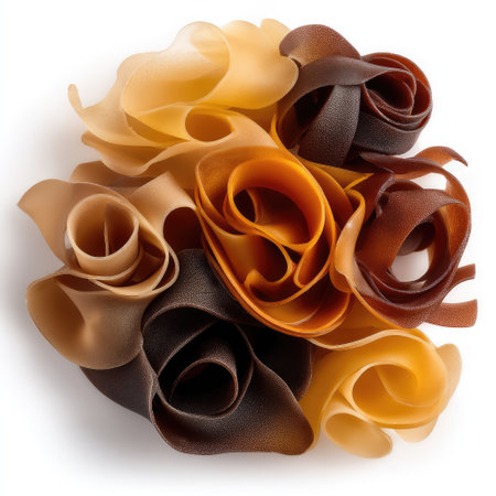 A stunning set of fabric roses in rich earthy tones creates a visually appealing and intricate arrangement, ideal for enhancing any home decor or artistic project.の素材