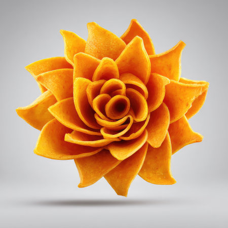 A beautifully crafted orange flower, showcasing intricate petal detailing and artistic design, perfect for nature themes and decorative concepts.の素材