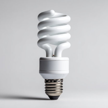 A captivating image of an energy-efficient spiral light bulb that combines modern design with eco-friendly technology, perfect for enhancing any indoor space.の素材