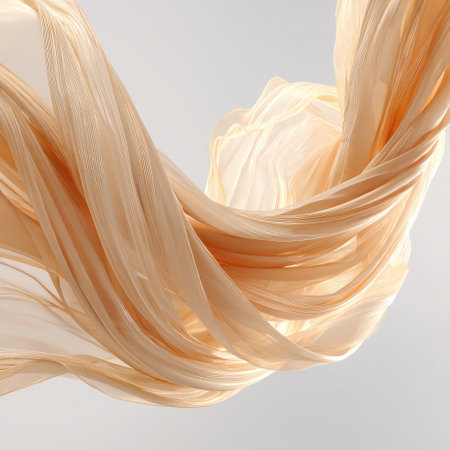 This captivating image features abstract flowing fabric in warm tones, creating an elegant visual harmony. Ideal for artistic projects, backgrounds, and modern designs.の素材