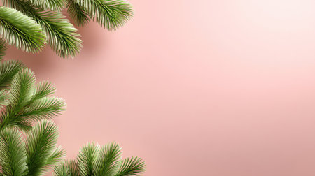 This image features vibrant green palm leaves framing a soft pink background, ideal for conveying a serene and tropical ambiance in design projects.の素材