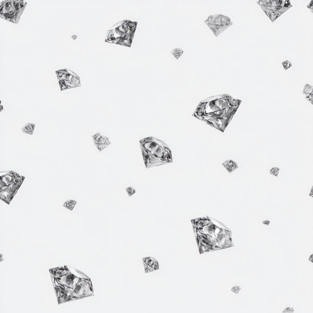 A stunning visual of diamonds floating against a soft white background, capturing the essence of luxury and elegance, perfect for jewelry and fashion concepts.の素材