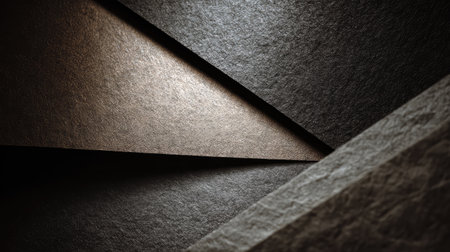 A captivating abstract image showcasing dark textured paper with geometric shapes and soft lighting, perfect for creative projects, design backgrounds, and modern artwork.の素材