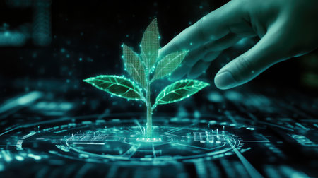 Visualization of financial knowledge with strategic investment data, portfolio charts, and growth symbols, representing the process of learning financial planning.の素材