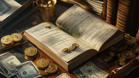 Visualization of mastering financial literacy with organized charts, portfolio symbols, and growth graphs, representing wealth-building strategies.の素材