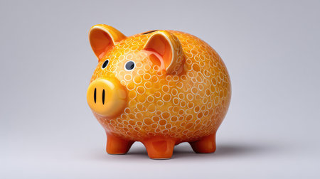 This charming orange piggy bank features a playful bubble pattern, making it an ideal decoration for teaching children about saving and financial responsibility.の素材