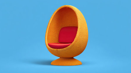 Unique egg-shaped chair with a bright orange exterior and comfortable red cushion, ideal for modern spaces, adding a playful touch to interior aesthetics.の素材