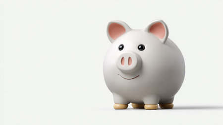 A charming piggy bank stands on a simple background, symbolizing savings and financial wisdom. Ideal for projects related to budgeting, saving, and finance.の素材