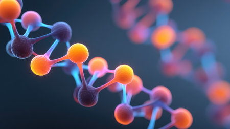 Colorful molecular structure showcases the intricate beauty of chemistry, illustrating the connection between atoms and bonds in a captivating abstract design for educational use.の素材