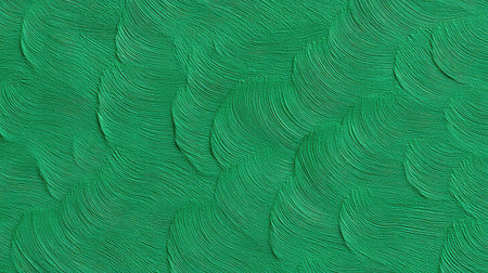 Captivating abstract green background featuring wavy lines and textured brush strokes, perfect for creative projects, art displays, or modern designs.の素材
