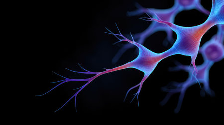 This stunning digital artwork showcases colorful and abstract representations of neuronal connections, highlighting the beauty and complexity of neural networks in a captivating way.の素材