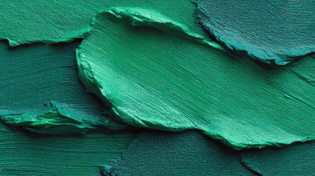 Captivating abstract green paint texture with layers of rich emerald and teal shades, perfect for inspiring creative projects, design elements, and artistic backgrounds.の素材