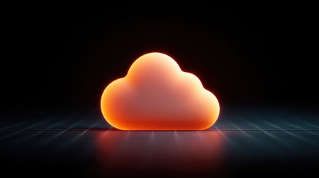 A soft, glowing cloud symbol on a dark background, embodying digital storage and modern technology concepts in a stylish, minimalist design. Perfect for tech-related themes.の素材