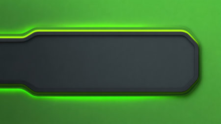 A sleek dark panel with vibrant green lighting against a smooth textured background, perfect for technology-themed presentations or digital content creation.の素材