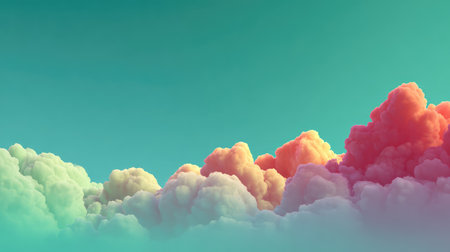 Stunning and vibrant clouds fill the canvas of a serene sky, perfect for adding a touch of tranquility and artistic appeal to any project or background.の素材
