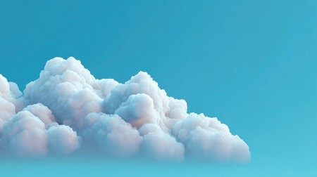 A stunning visualization of fluffy white clouds set against a bright blue sky, perfect for serene landscapes, nature-themed projects, and creating a calming atmosphere.の素材