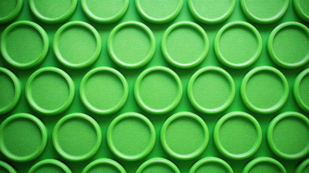 A close-up of a vibrant green textured circular pattern, perfect for various design projects, backgrounds, or creative endeavors requiring a fresh and modern aesthetic.の素材