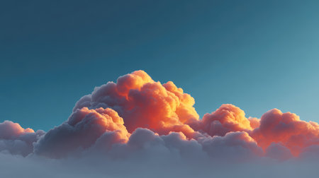 This stunning image features a breathtaking view of colorful clouds illuminated by sunset light against a deep blue sky, showcasing nature's serene evening beauty.の素材