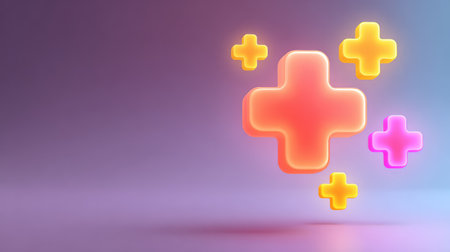 Vibrant and playful design featuring colorful abstract shapes in pink, orange, and yellow on a soft gradient background, ideal for modern creative projects.の素材