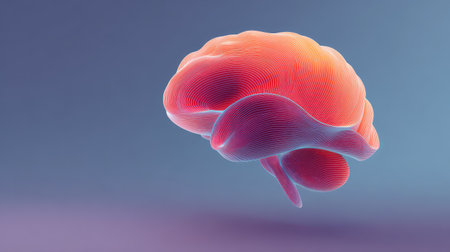 Vivid representation of a 3D brain model showcasing vibrant colors and smooth curves, perfect for themes related to technology, science, and cognitive exploration.の素材
