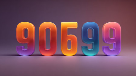 Vibrant number sequence featuring gradient colors and modern design on a soft background, perfect for creative projects, branding, or artistic expressions.の素材