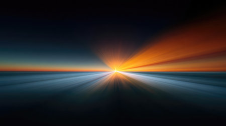 A breathtaking view of a sunrise illuminating the horizon, creating a serene atmosphere with vibrant colors reflecting on tranquil waters, perfect for nature lovers.の素材