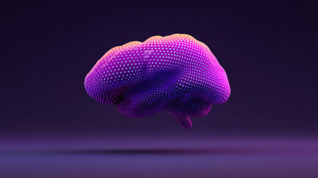 A stunning abstract representation of a brain crafted in vibrant colors and detailed dots, symbolizing cognitive processes and neural connections in digital art.の素材