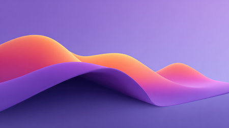 A captivating abstract image featuring smooth waves in vibrant orange and purple hues. Ideal for modern design projects, digital art, and creative backgrounds.の素材