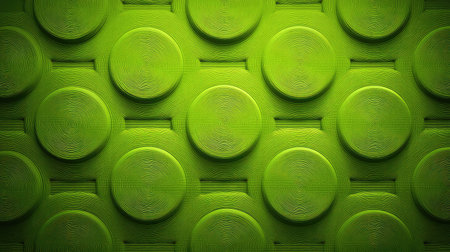 This striking green backdrop features circular elements, offering a vibrant and modern aesthetic perfect for creative and graphic design needs.の素材