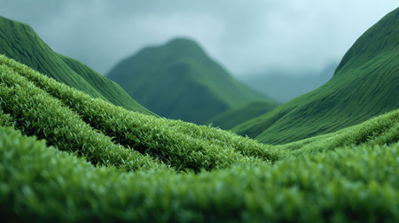 Experience the beauty of lush green hills and vibrant grass under dramatic skies. This serene landscape captures the essence of nature's tranquility and wonder.の素材