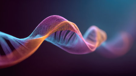 A striking 3D representation of abstract flowing waves in bright colors, showcasing smooth movement and depth, perfect for technology and digital art themes.の素材