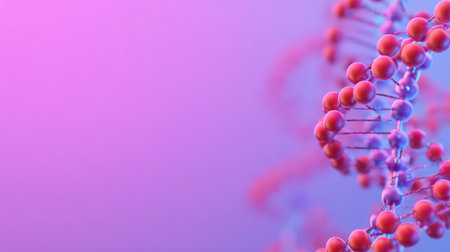 This abstract image features a colorful DNA double helix against a vibrant gradient background, representing the intricate beauty of molecular biology and genetics.の素材