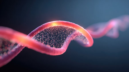 This abstract image depicts a vibrant wave with glowing particles, representing energy and innovation in a digital space. Perfect for technology themes.の素材