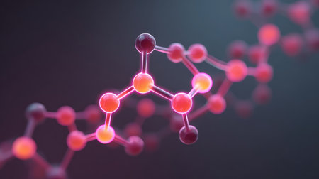 This image features an artistic 3D representation of a colorful molecular structure against a soft gradient background, representing the essence of scientific exploration and discovery.の素材