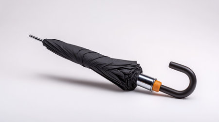 This elegant black umbrella showcases a minimalist design, ideal for fashion and weather-themed projects, emphasizing style and functionality for everyday use.の素材