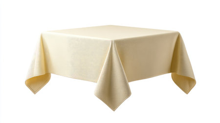 A refined cream tablecloth drapes gracefully over a table, providing an elegant touch for various dining occasions, enhancing ambiance in both casual and formal settings.の素材
