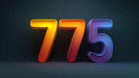This vibrant and modern illustration features the numbers 775 in a colorful and minimalistic design, ideal for creative projects and digital media.の素材