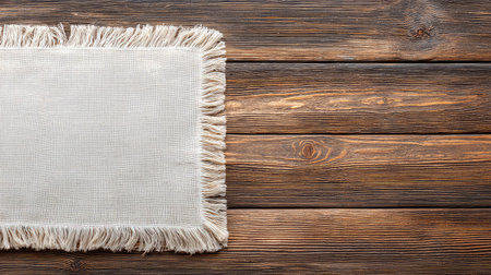 This image showcases a cozy neutral area rug with fringed edges placed on a rustic wooden surface, adding warmth and style to various interiors and home decor projects.の素材