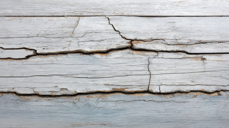 Close-up view of a weathered wooden surface featuring visible cracks and textures, perfect for rustic or vintage themes in design and photography projects.の素材