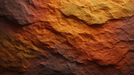 This image showcases a beautifully textured surface of layered stone in warm shades of orange, brown, and red, perfect for backgrounds or artistic projects.の素材
