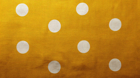 This image features a vibrant yellow fabric adorned with white polka dots, perfect for various design projects including fashion, crafts and interior decor. A fresh, cheerful aesthetic.の素材