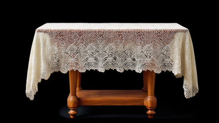 This stunning lace tablecloth enhances any dining experience with its delicate craftsmanship and timeless charm. Ideal for various occasions, it adds elegance to home decor.の素材