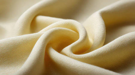 A close-up view of soft yellow fabric, highlighting its texture and elegance, perfect for use in fashion projects, textiles, and artistic backgrounds.の素材
